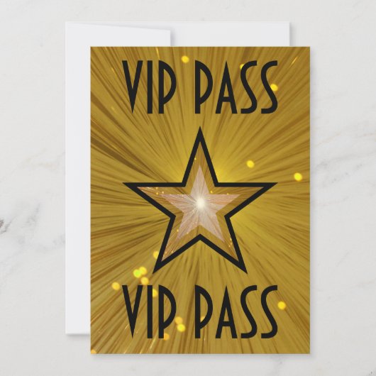 Gold Star 'VIP PASS'-uitnodiging zwart Kaart (Voorkant)