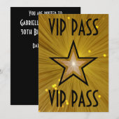Gold Star 'VIP PASS'-uitnodiging zwart Kaart (Voorkant / Achterkant)