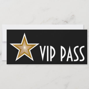 Gold Star 'VIP PASS'-uitnodiging, zwart lang Kaart