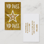 Gold Star 'VIP PASS' visitekaartje wit achterzijde (Voorkant / Achterkant)