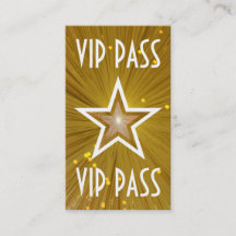 Gold Star 'VIP PASS' visitekaartje wit achterzijde