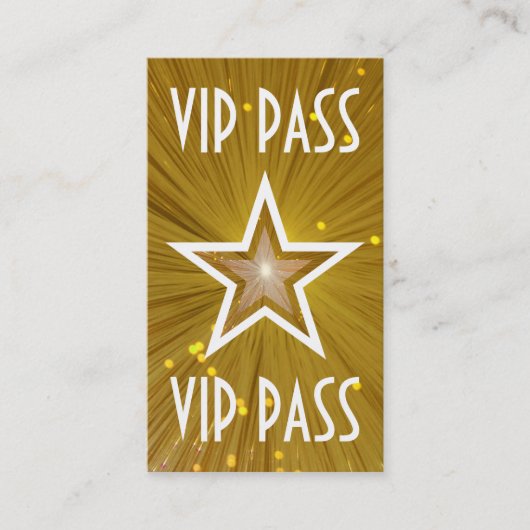 Gold Star 'VIP PASS' visitekaartje wit achterzijde (Voorkant)