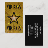Gold Star 'VIP PASS'-visitekaartje zwart terug Klantenkaartje (Voorkant / Achterkant)
