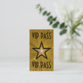 Gold Star 'VIP PASS'-visitekaartje zwart terug Klantenkaartje (Staand voorkant)