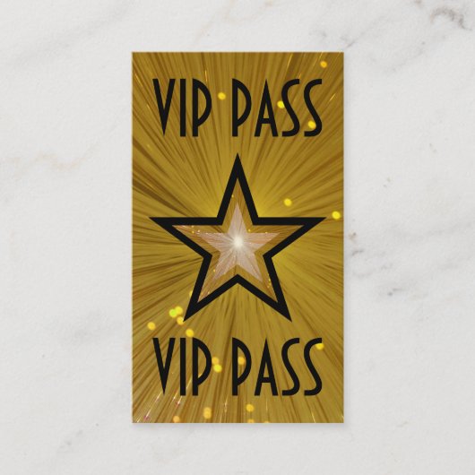 Gold Star 'VIP PASS'-visitekaartje zwart terug Klantenkaartje (Voorkant)