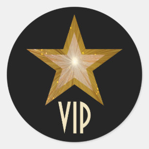 "Gold" Star VIP ronde sticker zwart