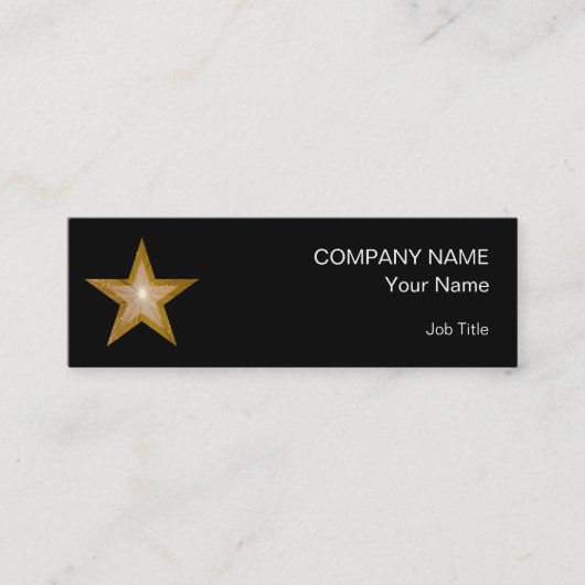 Gold Star-visitekaartje met zwarte achtergrond Mini Visitekaartje (Voorkant)