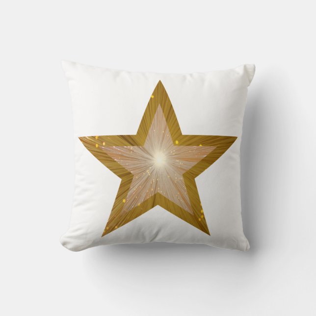 "Gold" Star White gooit kussen met vierkant goud t (Voorkant)