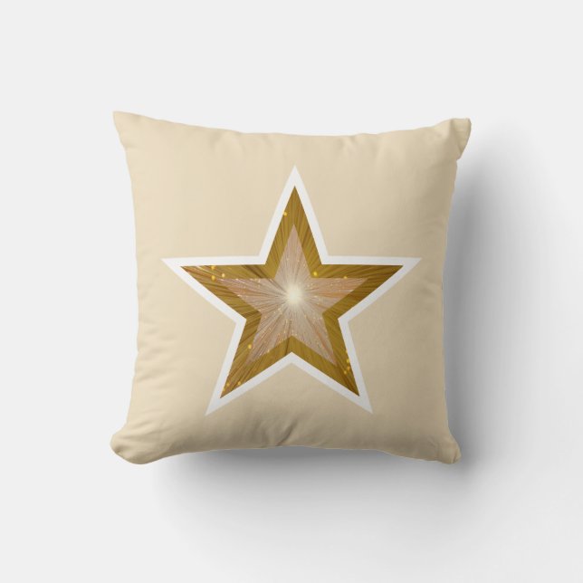 "Gold" Star White square white back Kussen (Voorkant)