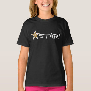 "Gold" Star White STAR! T-shirt zwart meisje