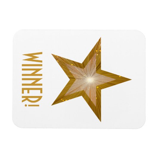 'Gold' Star 'Winner' flexibele magneet wit (Horizontaal)