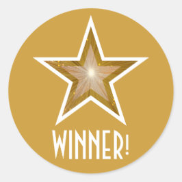 Gold Star 'WINNER', rond sticker geel