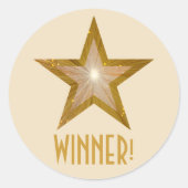 Gold Star 'WINNER!' ronde sticker (Voorkant)