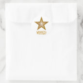 Gold Star 'WINNER!' ronde sticker wit (Tas)
