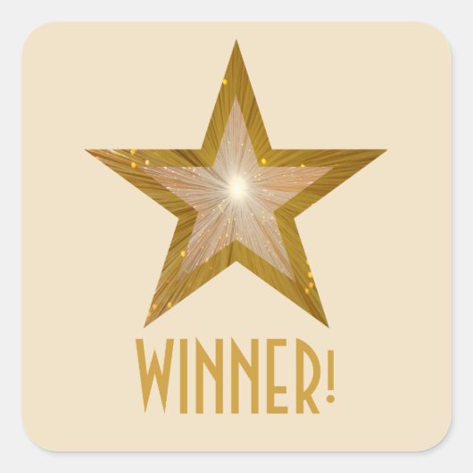Gold Star 'WINNER'-sticker Vierkante Sticker (Voorkant)
