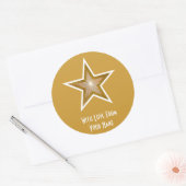 "Gold" Star 'with Love from': ronde sticker geel (Envelop)