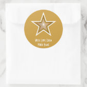 "Gold" Star 'with Love from': ronde sticker geel (Tas)