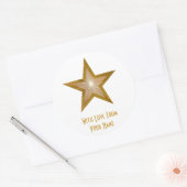 "Gold" Star 'With Love From' ronde sticker wit (Envelop)