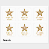 "Gold" Star 'with Love from' vierkante sticker wit (Vel)