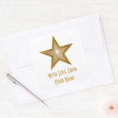 "Gold" Star 'with Love from' vierkante sticker wit (Envelop)