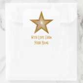 "Gold" Star 'with Love from' vierkante sticker wit (Tas)