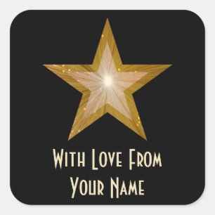 "Gold" Star 'with Love from' vierkante sticker zwa