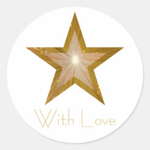 Gold Star 'With Love'-ronde sticker wit