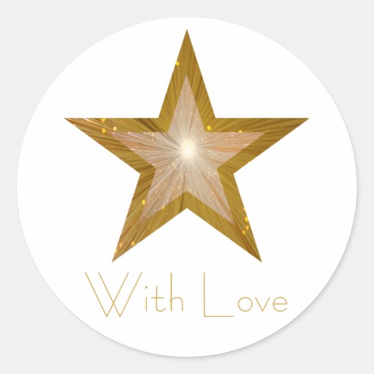 Gold Star 'With Love'-ronde sticker wit (Voorkant)