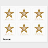 Gold Star 'With Love' vierkante sticker wit (Vel)