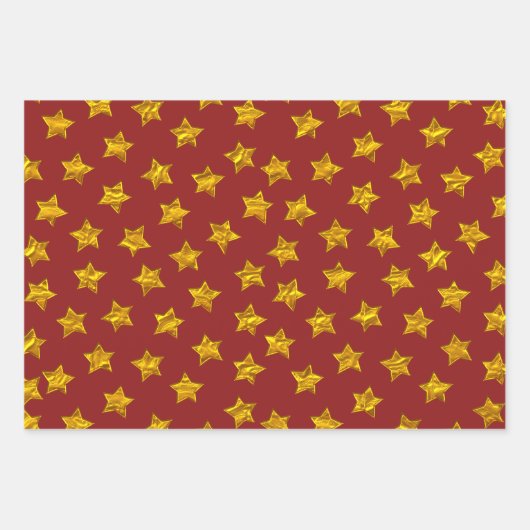 Gold Star Wrapping Papier - Elegante Kerst Inpakpapier Vel (Voorkant 2)