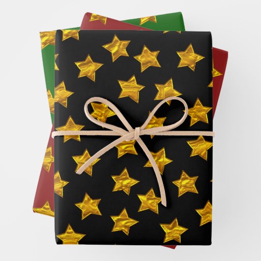 Gold Star Wrapping Papier - Elegante Kerst Inpakpapier Vel (In situ)