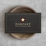 Gold Star Zwart Visitekaartje<br><div class="desc">Classic star logo met faux gold leaf effect. Achtergrond is faux zwart linnen. Premium card stock wordt aanbevolen voor dit specifieke kaartontwerp,  gezien de donkere kleur. Dit zorgt voor een rijk effect en langdurige duurzaamheid.</div>