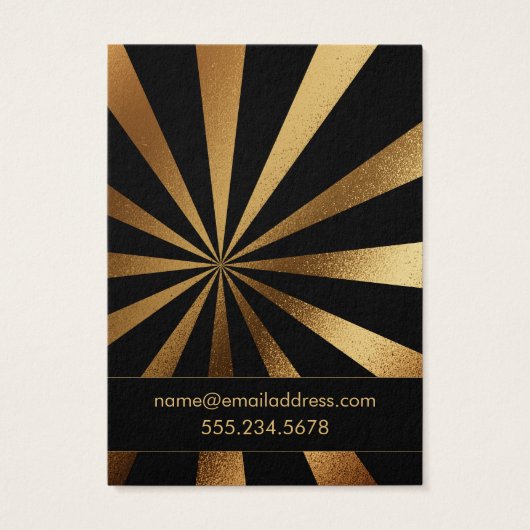 Gold Starburst Black Earring Holder Display Kaart (Achterkant)