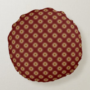 Gold Starburst Medallion Pattern Bourgogne Rond Kussen
