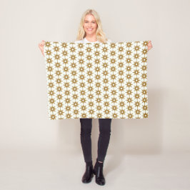 Gold Starburst Mid-Century Modern Pattern Fleece Deken