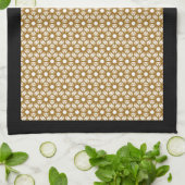 Gold  Starburst Patroon | Zwart Theedoek (Gevouwen)