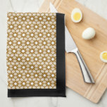 Gold  Starburst Patroon | Zwart Theedoek<br><div class="desc">Deze eenvoudige geometrische gepatterde keukenhanddoek is voorzien van een eenvoudig schoon, modern, geïnspireerd gouden sterrenbeeld uit de midden van de eeuw. Een geometrisch sterrenpatroon van dunne goud- en kopersterren, in zwart gesneden. Elke starburst kenmerkt een lichte gouden ster die met een grotere dunne koperen starburst aan creëer een witte cirkel...</div>