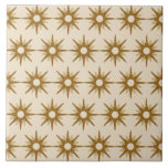 Gold Starburst-patroonpatroon uit de middelbare ee Tegeltje<br><div class="desc">Het moderne, geïnspireerde ontwerp uit de midden-eeuw, met een patroon van retro goudsterrenburen op een beige achtergrond. Eenvoudig, schoon modern design. Creëer uw eigen douanepatroon door een nieuw afbeelding te uploaden, of gebruik de "bericht"knoop om de ontwerper voor hulp te contacteren. Om uw eigen gepatenteerde ontwerp te creëer: 1. Selecteer...</div>