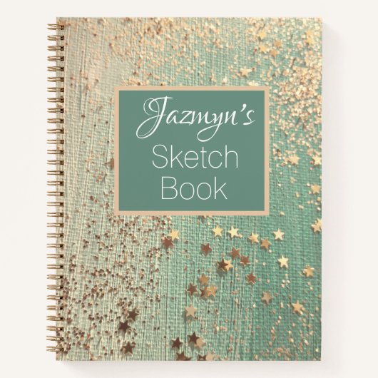 Gold Stardust op Zee gepersonaliseerd Notitieboek (Voorkant)