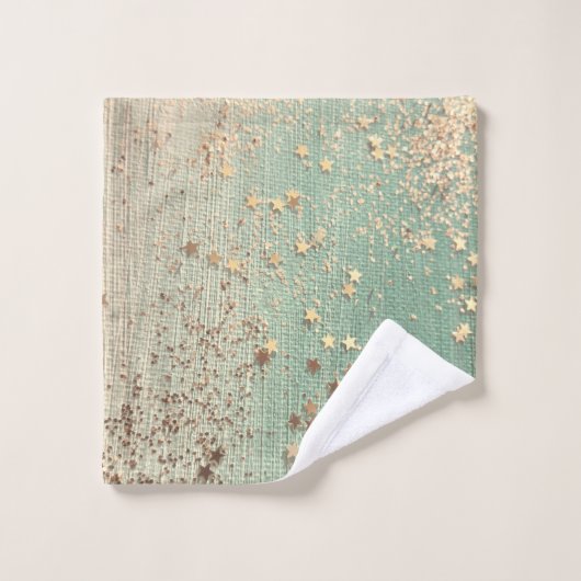 Gold Stardust op Zee Green Bad Handdoek (Wasdoekje)