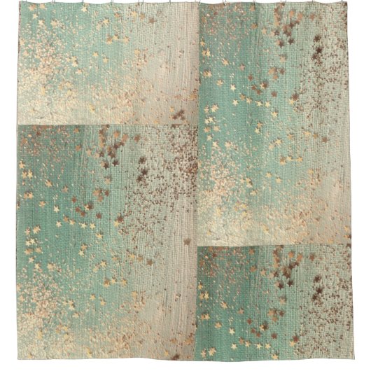 Gold Stardust op Zee Green  Douchegordijn (Voorkant)