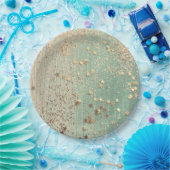 Gold Stardust op Zee Green Papieren Bordje (Feest)