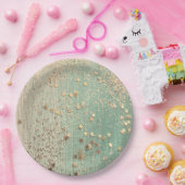 Gold Stardust op Zee Green Papieren Bordje (Feest)