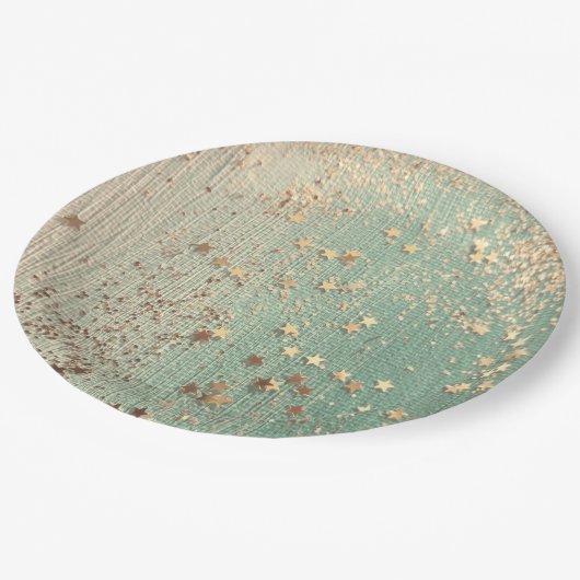 Gold Stardust op Zee Green Papieren Bordje (Gekanteld)