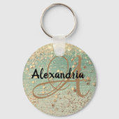 Gold Stardust op Zee Green Sleutelhanger (Voorkant)