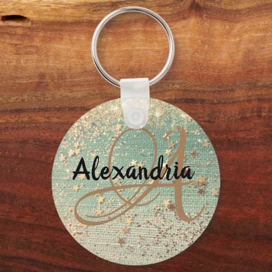 Gold Stardust op Zee Green Sleutelhanger (Voorkant)