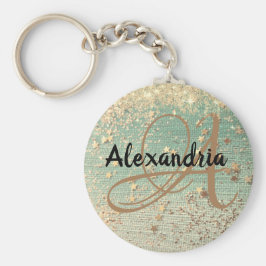 Gold Stardust op Zee Green Sleutelhanger