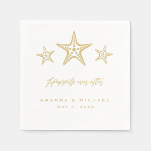 Gold Starfish altijd na het strand bruiloft Servet