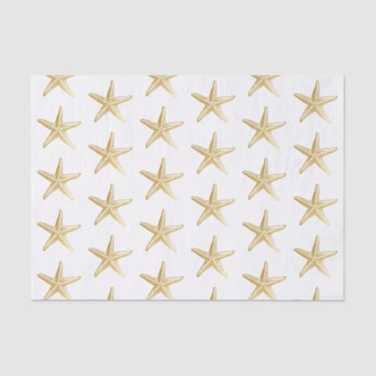 Gold Starfish Beach Kustthema Tissuepapier (Voorkant)