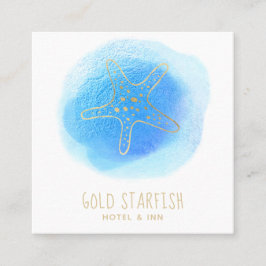 *~* Gold STARFISH Beach Ocean Zee White Blue Blob Vierkante Visitekaartje